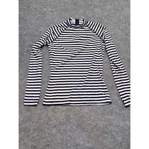 J. Crew Womens Striped Swim Rash Guard Top Long Sleeve Size S Navy White Stripe - Picture 1 of 6